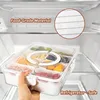 Large Capacity Partitioned Kitchen Storage Tray, Sealed Refrigerator Storage Box With Handle, Outdoor Fruit Platter Organizer 5