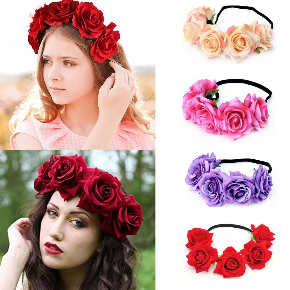 

Headpiece Hair Wreaths Hair Accessories Wedding Headwear Floral Crown Hair Garland Rose Flower Headbands