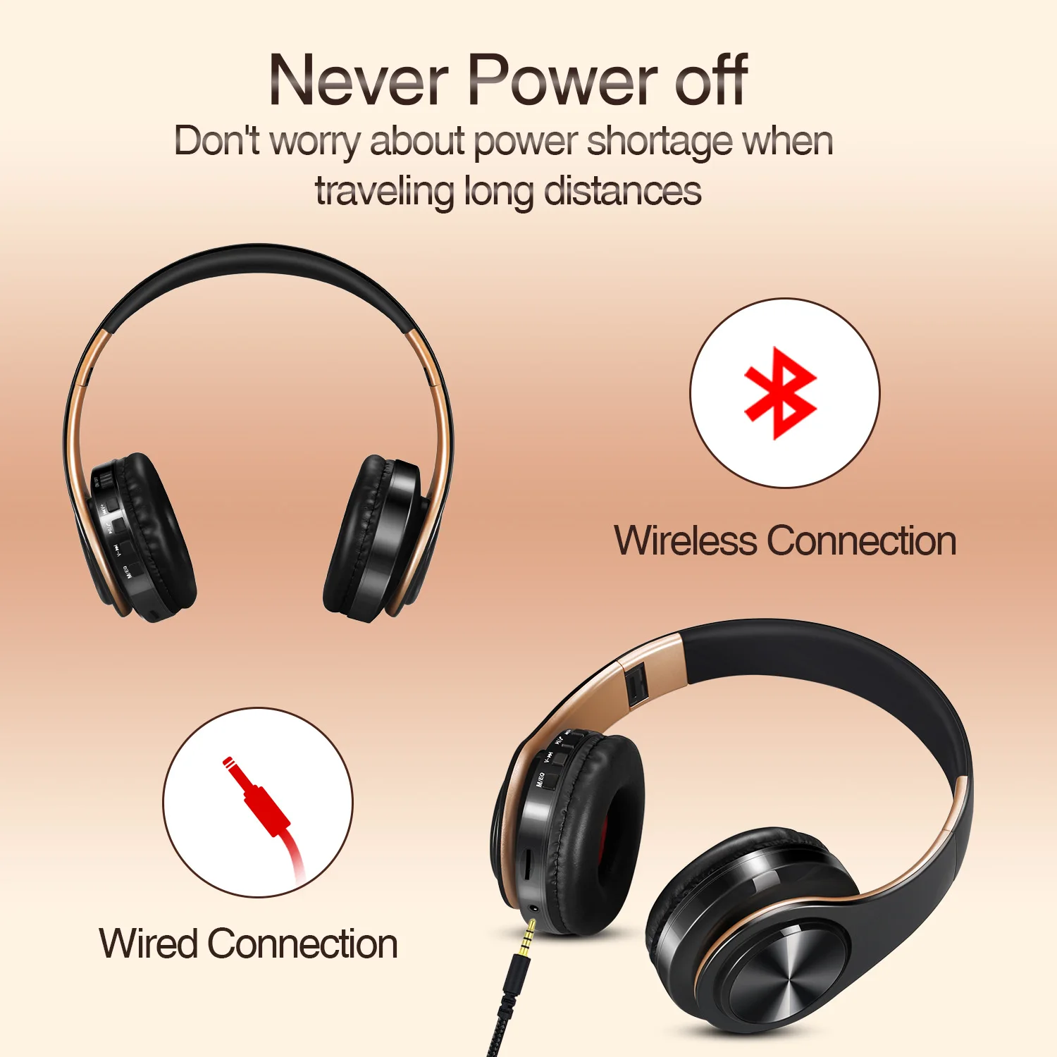 Wireless Bluetooth Headphones with Mic 4