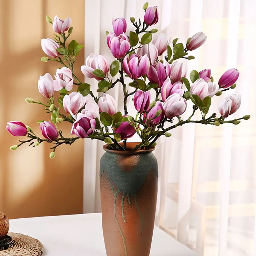 Künstliche Blume Seide Magnolie Bouquet Diy Foto Requisiten Hochzeit Braut Girlande Tisch Party Vase Hause Outdoor Garten Dekoration – Detail 1