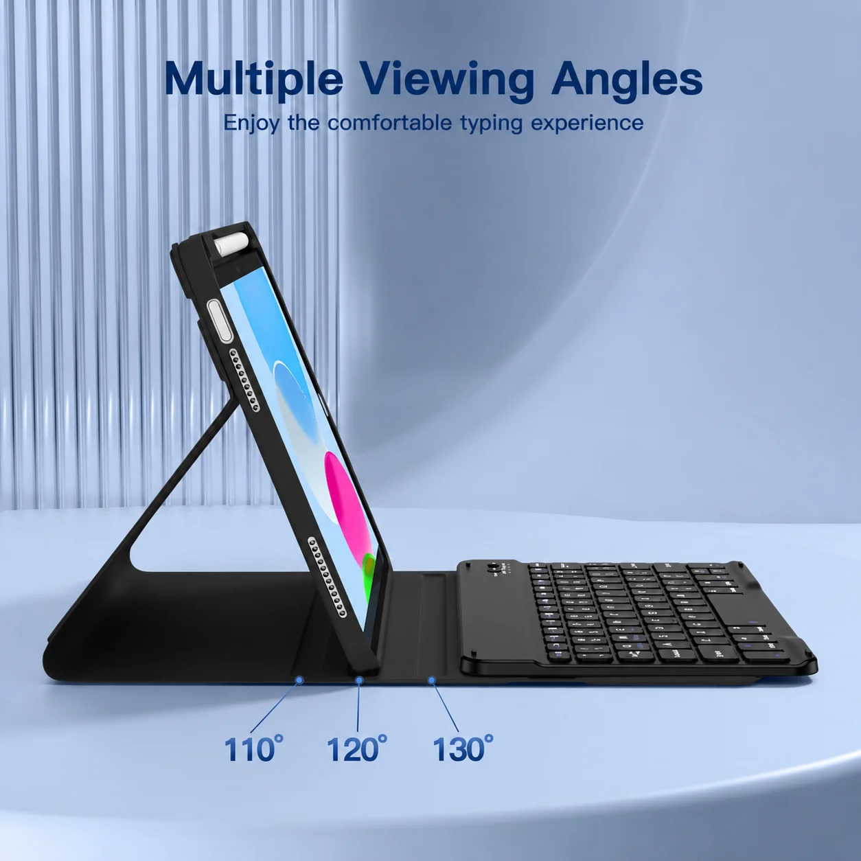 iPad 11 Keyboard Case with Pencil Holder - Detachable Wireless Keyboard & Charging Support