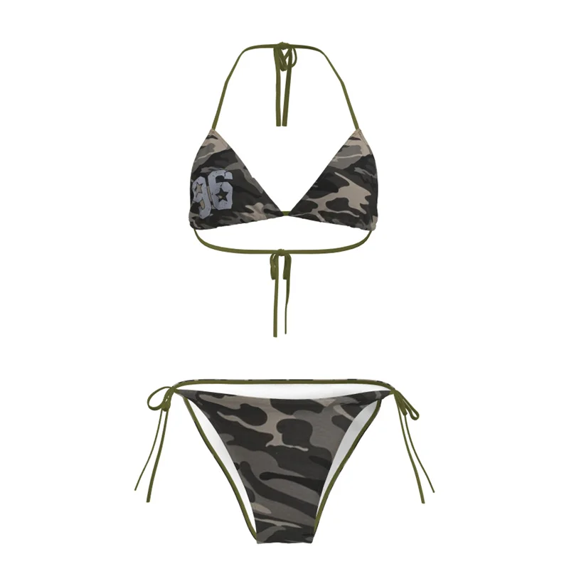 2025 Sexy Bikini Swimsuit Small Chest Gathered Look Big Separate Swimwear Set Tee Pieces Set Triangular Bikini with Chest P...