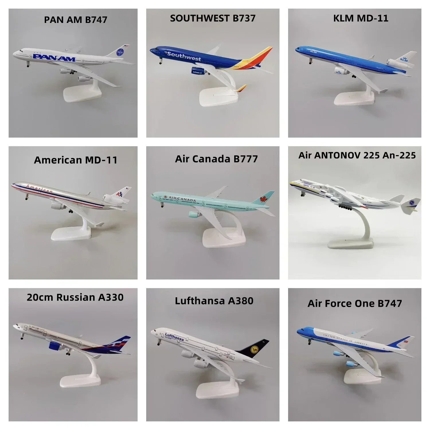 Модель летательного аппарата из корейского сплава, модель самолета, 20 см, 225 ан-240 клм, США, США, AA, Франция, AM, юго-запад, Canda FORCE ONE, Lufthansa