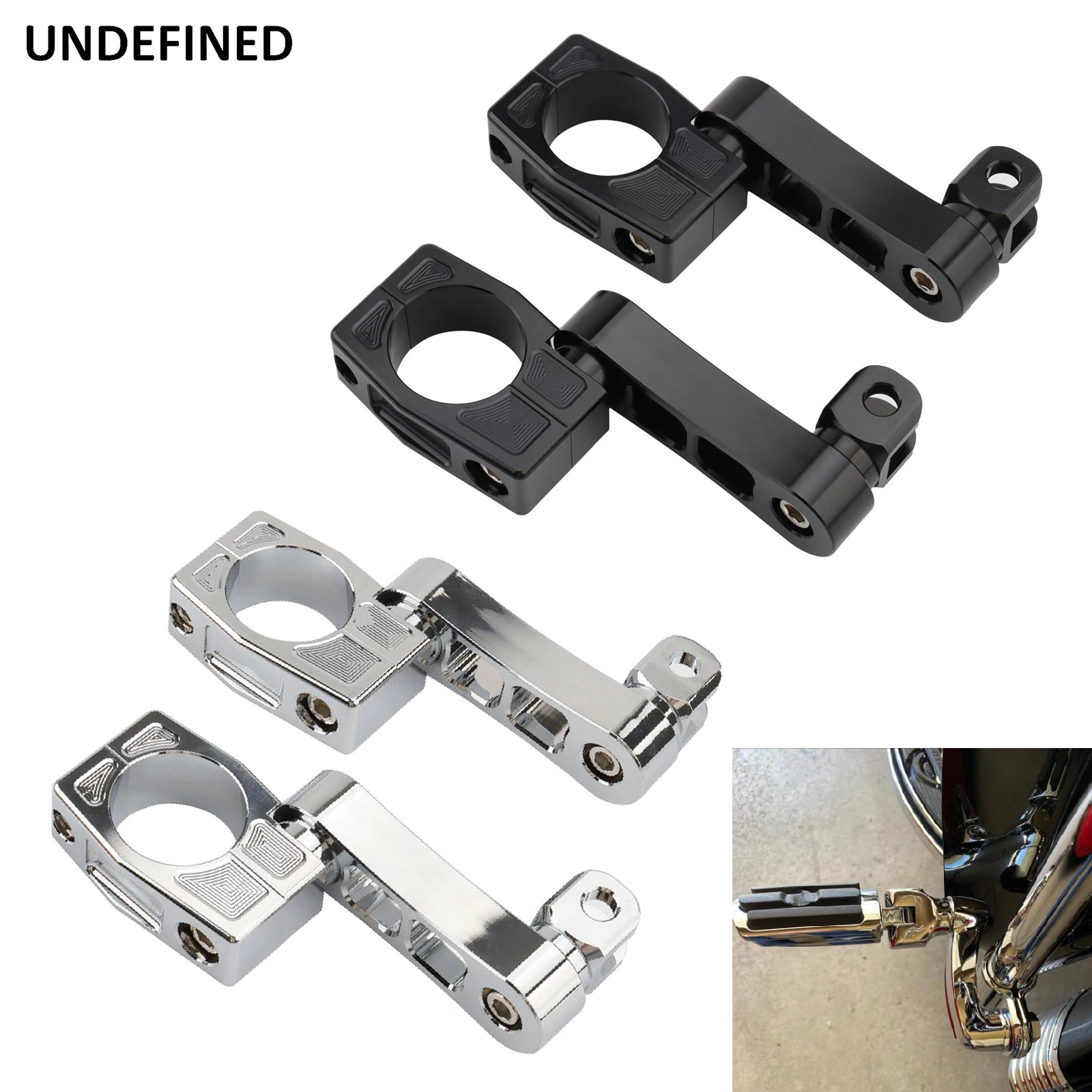 1.5" Chrome Highway Foot Pegs For Harley – Dually Style – Fits 38mm Engine Guard Bars
