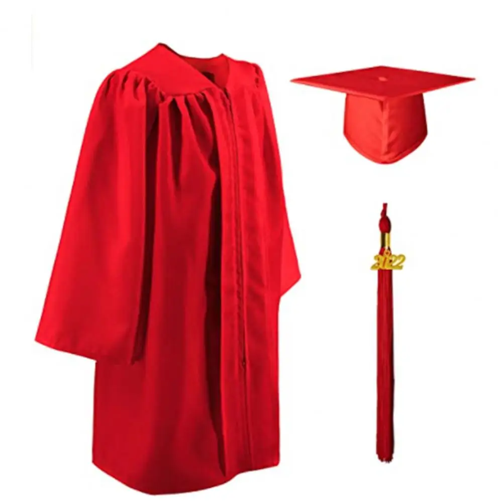 Conjunto de Bata de graduación y gorra para adultos, traje de graduación con cierre de cremallera para Universidad, traje escolar, gorra de Mortarboard