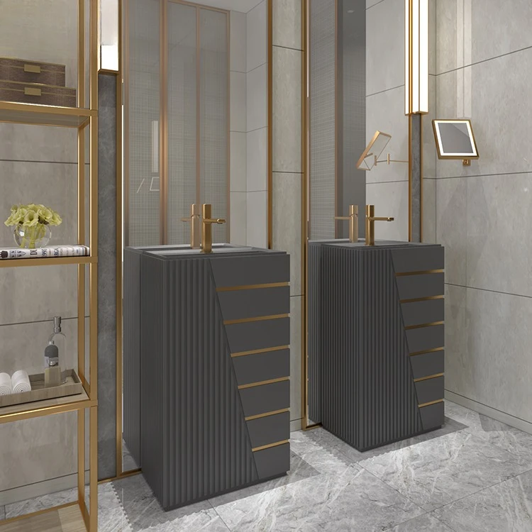 Direktverkauf ab Werk. Integriertes separates Waschbecken im Badezimmer, unabhängiges Waschbecken aus Kunststein, Hotelwaschbecken