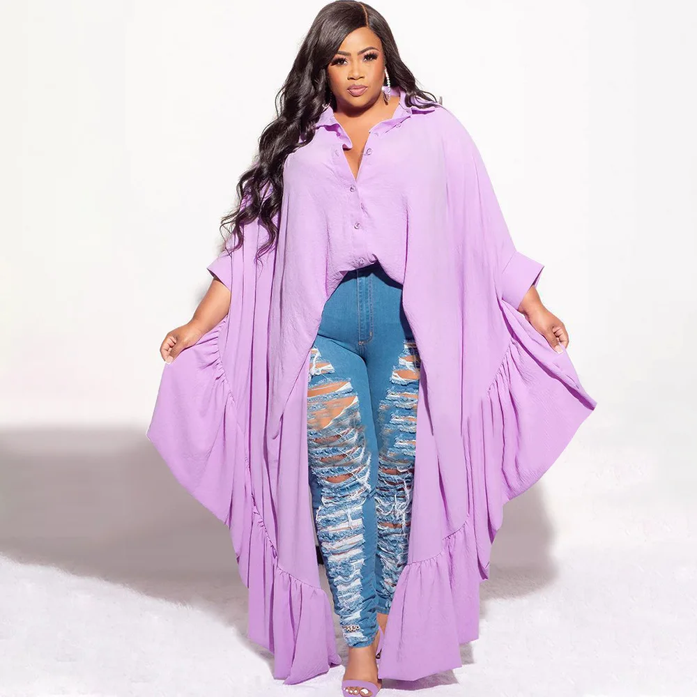 

Women Fashion Irregular Batwing Sleeve Loose Shirt Style Maxi Long Dress 2023 Autumn New Vintage Solid Shirt Dresses Streetwear