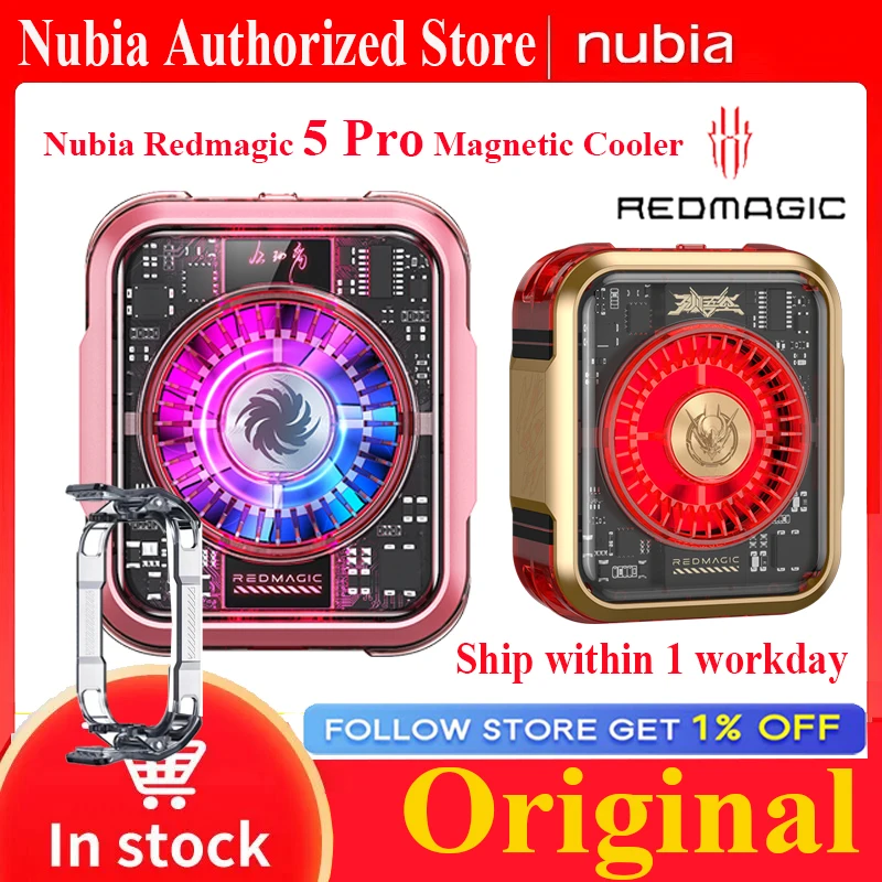 Nubia RedMagic Cooler 5 Pro Magnetic Smart FunCooler RGB LED 36W VC Liquid Cooling For Nubia RedMagic Xiaomi Iphone Oneplus ipad
