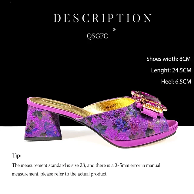 QSGDavid-Talons Élégants pour Femme Peep Parker, Bonne Conception de Matériel, Strass, Sandales Violettes, Chaussures Italiennes et Sacs, Ensemble Assressenti, 2024 2