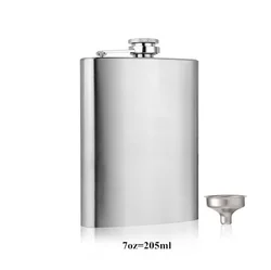 Premium 10 oz Stainless Steel Whiskey Hip Flask with Funnel and Screw Cap (7oz)