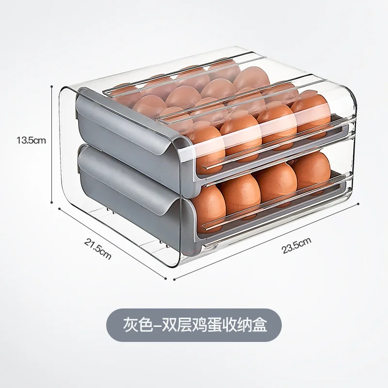 Plastic Refrigerator Anti-Drop Egg Box Support Stackable Kitchen Accessories Fresh-Keeping Fruit Storage Container 