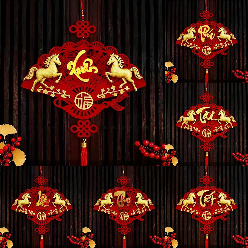 Vietnamese New Year Hanging Pendants With Tassel Window Door Party Hanging Ornament 2026 Spring Festival Home Decor Accessories