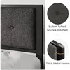 Twin Size Platform Bed Frame with Upholstered Headboard, Metal Slats Support, Button Tufted Square Stitched Headboard 4