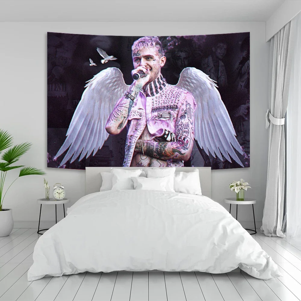 Singer Lil Peep Canvas Tapestry Aesthetic Printed Wall Hanging Bedding Carpets Decoration For Home
