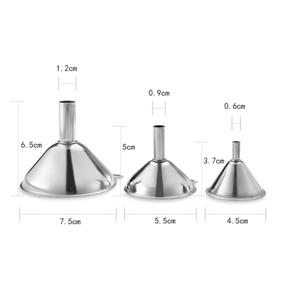 3 Piece Stainless Steel Funnels Set with Handle Kitchen Funnel Set Multipurpose for Transferring Liquid Dry Ingredients Powder: 3 - 5 Days Free Delivery Only UK
