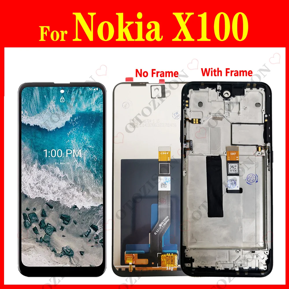 For Nokia X100 ЖК-дисплей 6,67 дюйма X100 с рамкой для Nokia X100, ЖК-дисплей с сенсорным экраном и дигитайзером в сборе, сменный Дисплей для Nokia X100