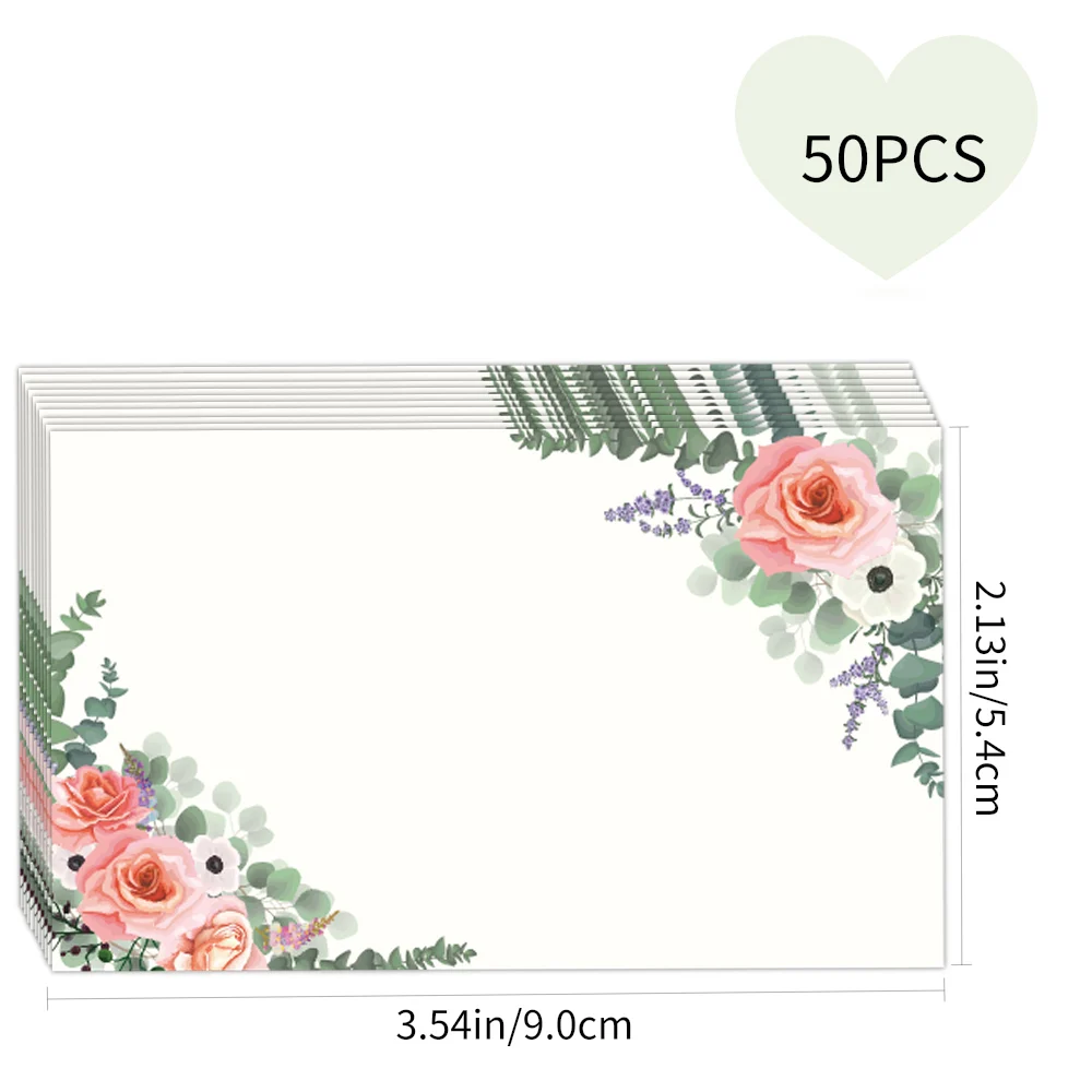 50개 꽃무늬 빈 인사말 카드, 수채화 질감, 낭만적인 자연스러운 느낌, 결혼식 생일 파티 감사 카드, 선물 태그