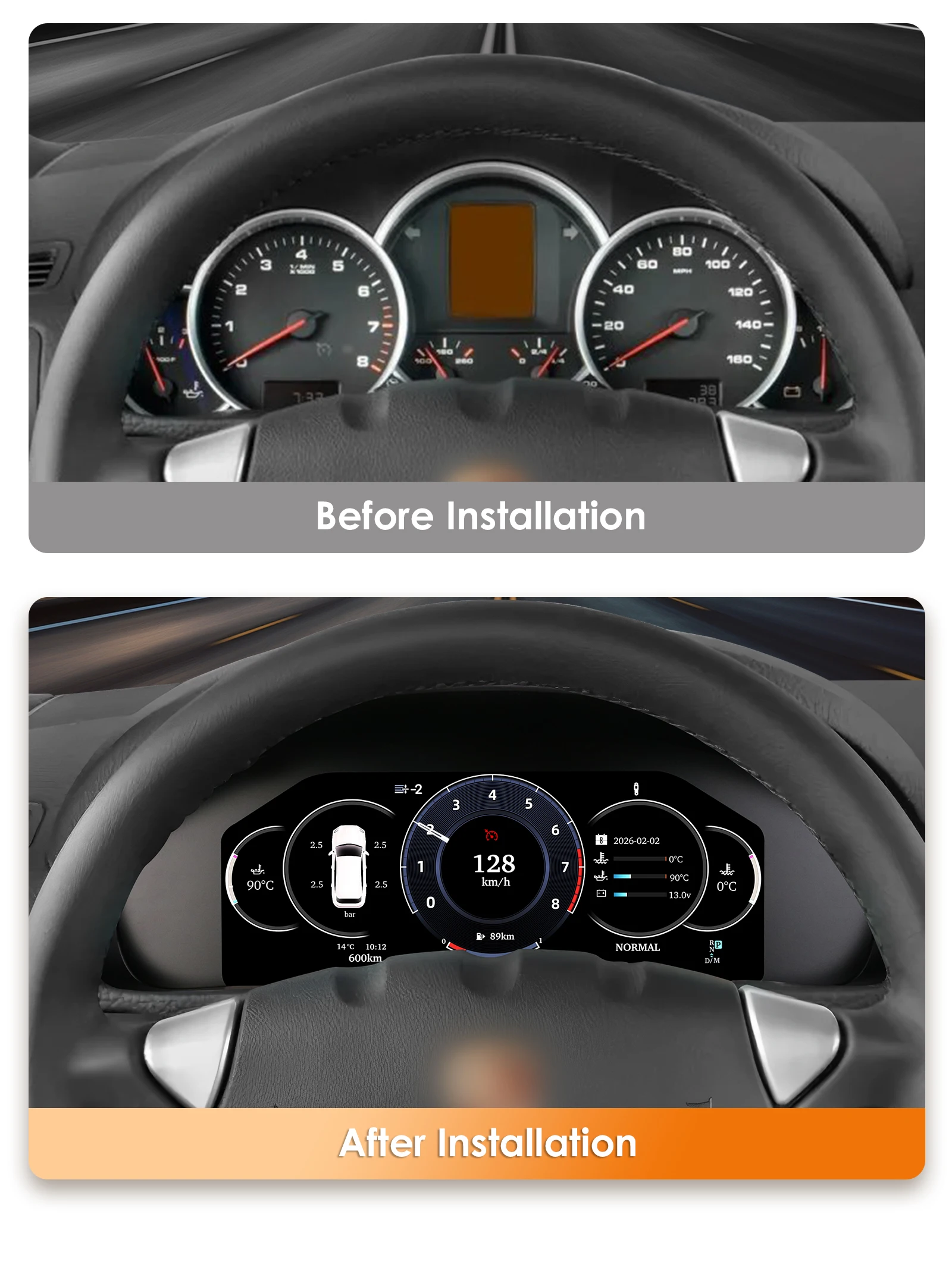12,3-Zoll Digitales Kombiinstrument für Porsche Cayenne 2005-2009 1920*720 HD-Bildschirm Carplay Android Auto Tachometer Armaturenbrett-Anzeige – Detail 4