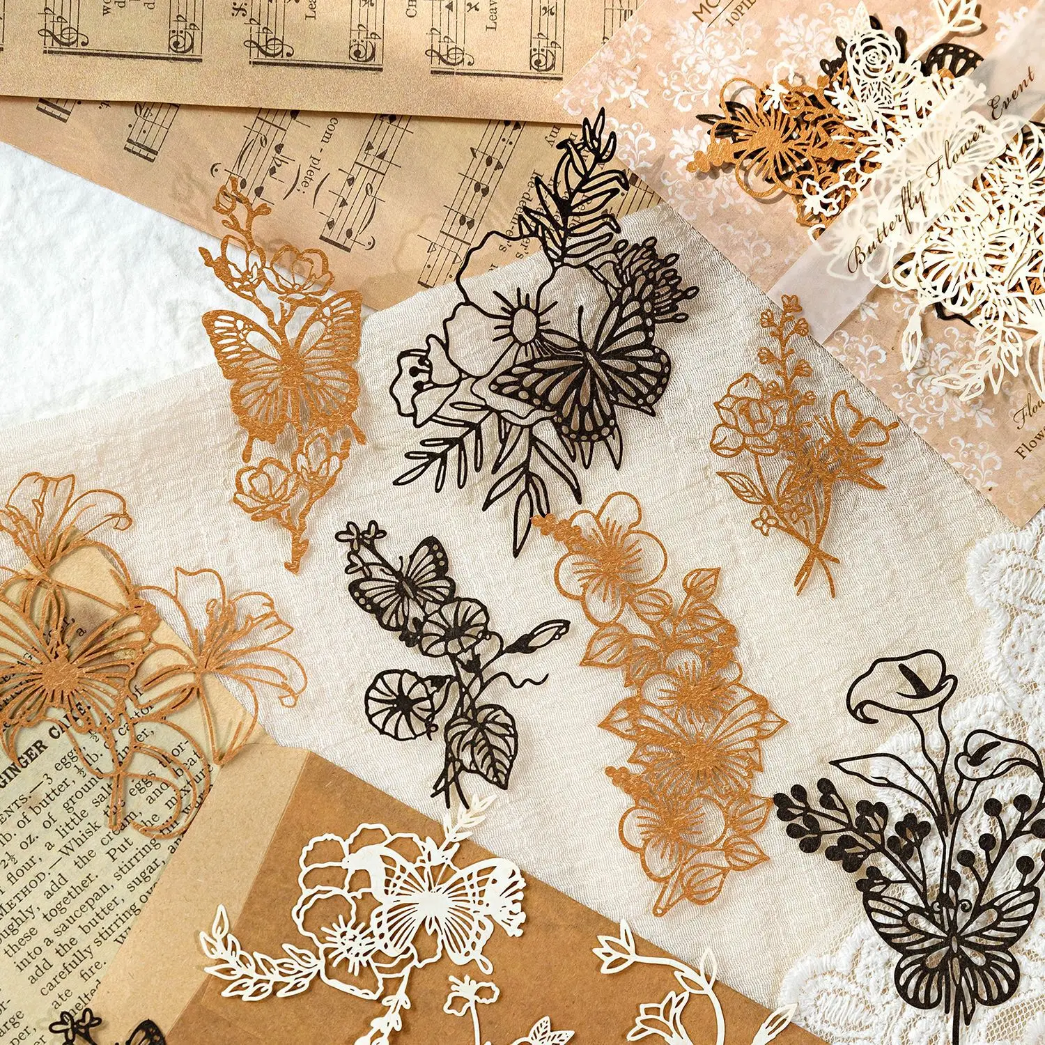 Scrapbook Paper Scrapbook Materials Scrapbooking Material Scrapbooking Paper DIY Craft Materials 10 pcs Vintage Flower hollow material paper Decorative Hand Account Diary Scrapbooking accessories Planner Craft Supplies