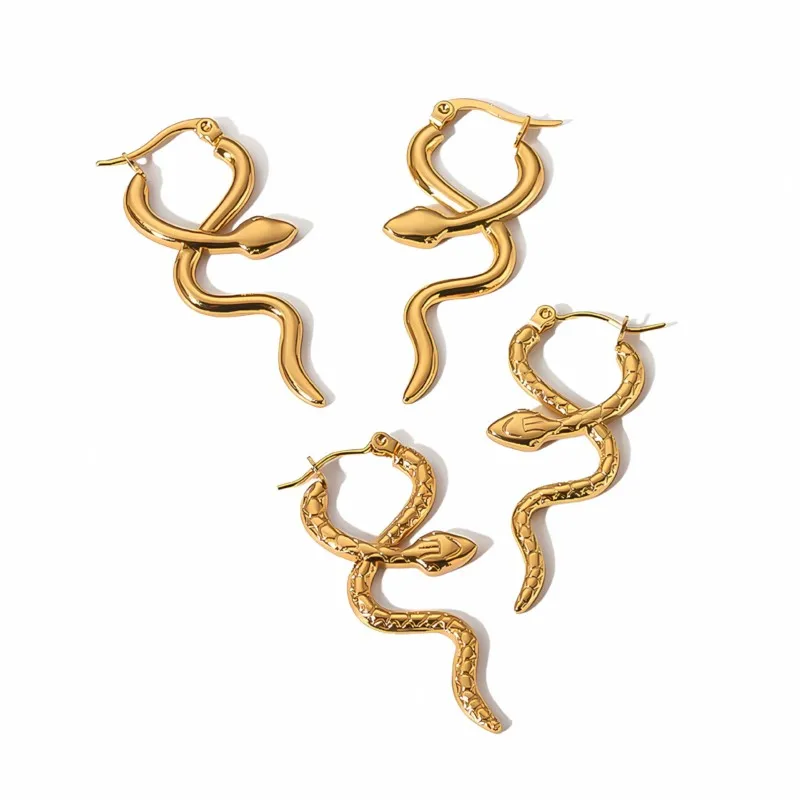 ANENJERY Orecchini a bottone con serpente color oro in acciaio inossidabile 316L per accessori per gioielli con orecchini di nicchia di personalà da donna  36