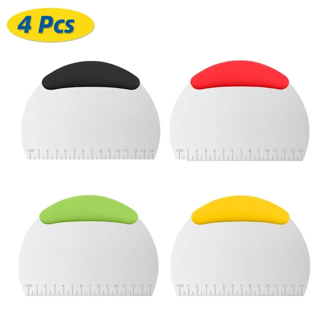 Coupe-pâtisserie en acier inoxydable, grattoir à farine, échelle de hachoir, pâte à Pizza, coupe-pain, accessoires de cuisson, outil de cuisine 1/4 pièces 6