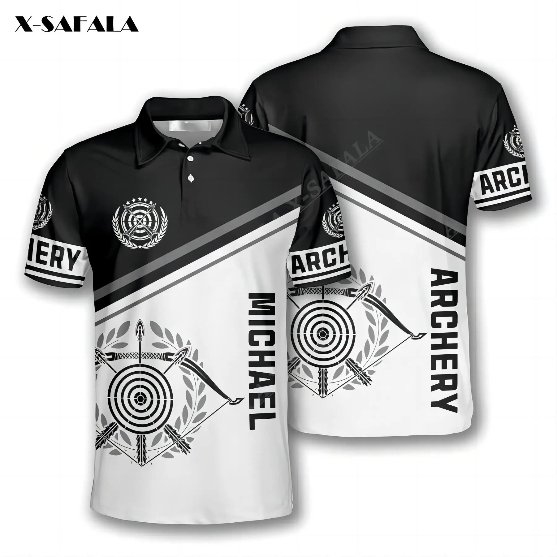 

Shooting Archery Emblem Black White Version Custom 3D Print Dynamic Arrow Polo Shirt Tee Clothing Men Female Casual Tops