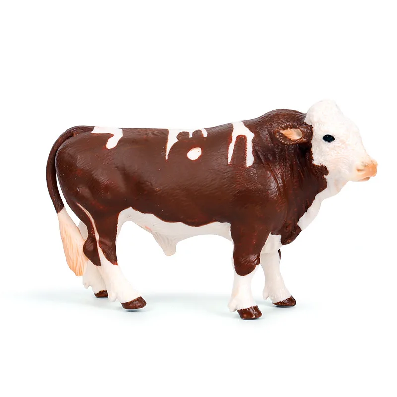 

solid simulation wild animal model poultry Simmental bull ranch cow children's toy ornaments