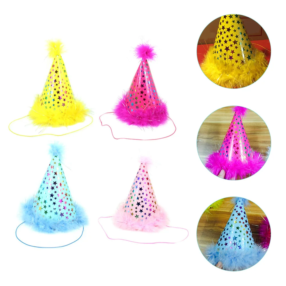 

4 Pcs Pink Hat Disco Wedding Hats Guests Birthday Party Head Crown