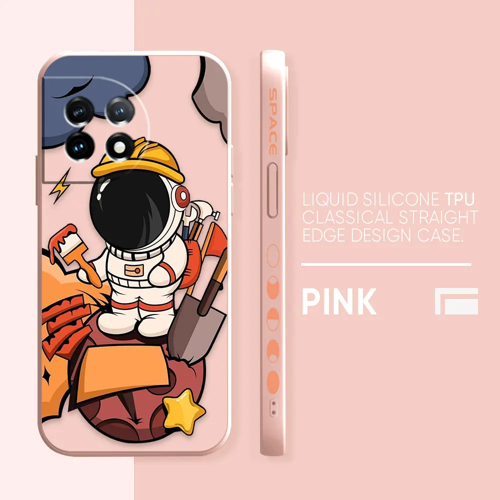 thumbnail image 1 of Case For Oneplus 5 6 9 9R 8 8T 7 7T A3 2 2V NORD 3 2 Lite Pro Simple Liquid Silicone Case Cartoon Spa3 Astronaut, 1 of 5