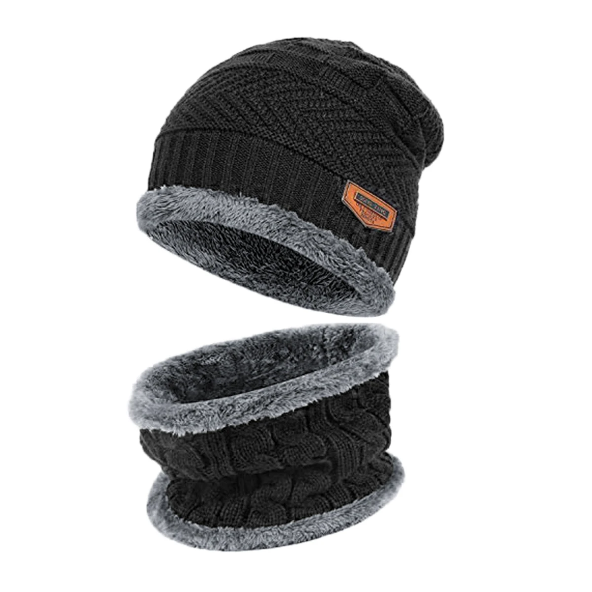 Winter Accessories 3pcs/Set Warm Plush Lined Knit Beanie Scarf & Gloves Set