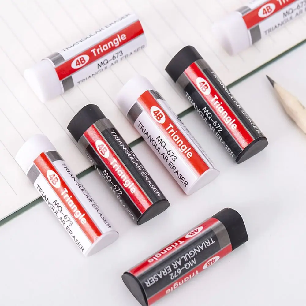 4B Erasers Black White Sketching Art Triangular Eraser Long-lasting Rubber Pencil Eraser Stationery