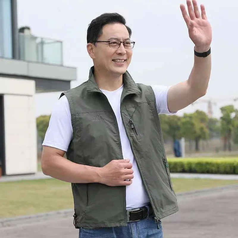 Men's waistcoat casual sports waterproof windproof breathable ultra-thin men's fishing vest multi-pocket