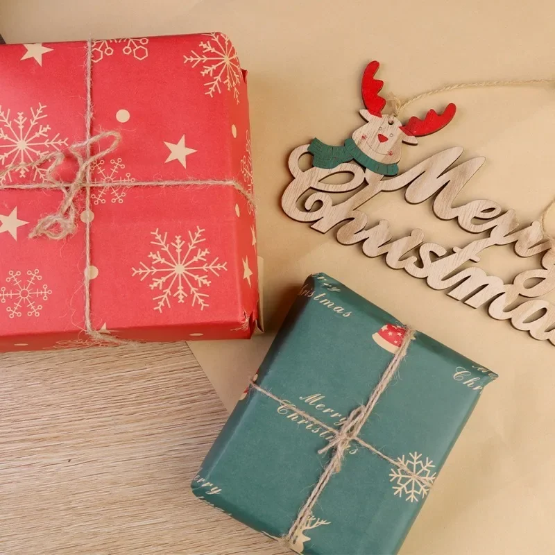 Christmas Gift Wrapping Paper Santa Claus Snowflake Pattern Gift Wrap Artware Kraft Paper Christmas Decorative Gift Packaging