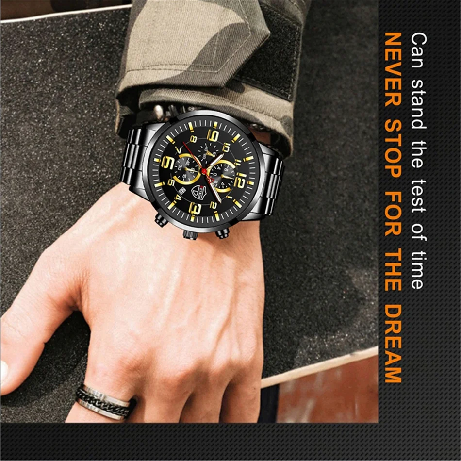2023 Brand Men's Watches Luxury Stainless Steel Quartz Watch Man Leather Calendar Sports Wristwatch Luminous Clock reloj hombre 6