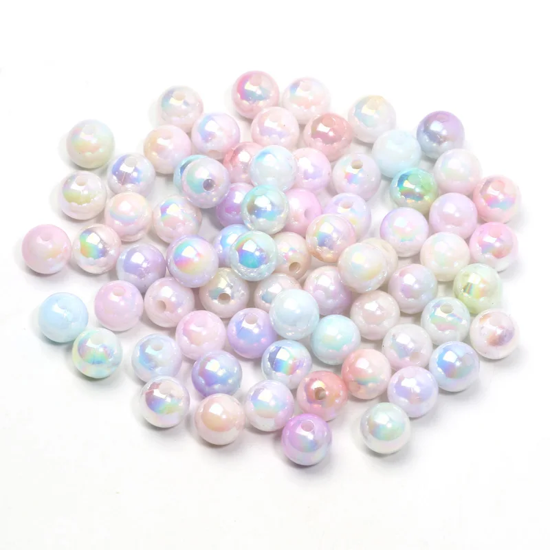 Vibrant Rainbow Acrylic Round Beads for DIY Jewelry & Crafting
