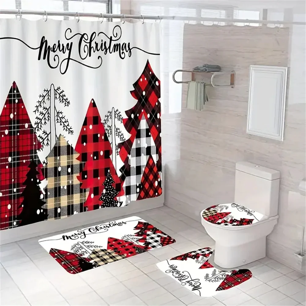 Shower Curtains Christmas Waterproof Polyester Bath Bedroom Cartoon