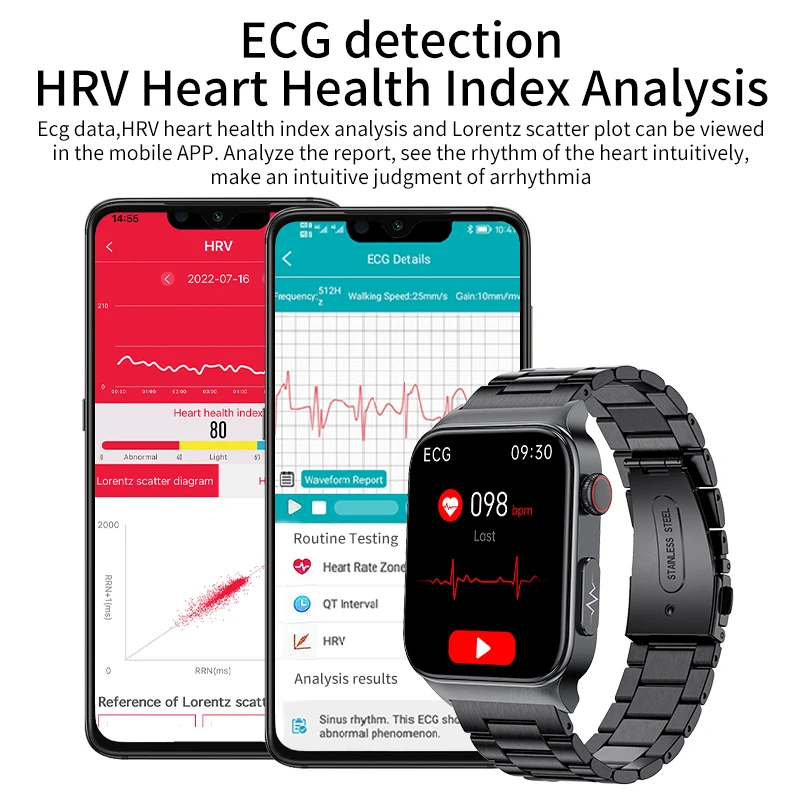 LIGE ECG + PPG Ʈ ġ  ٵ µ ð ǰ  Fitnes  IP68  Smartwatch 2022