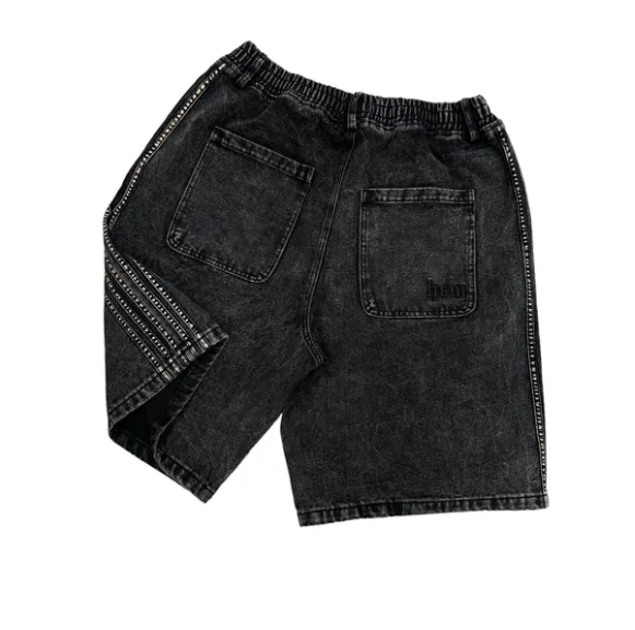 Retro Striped Men Shorts Y2k Black Casual Hip Hop Sports Basketball Shorts Summer New Loose Denim Streetwear Sweatpants