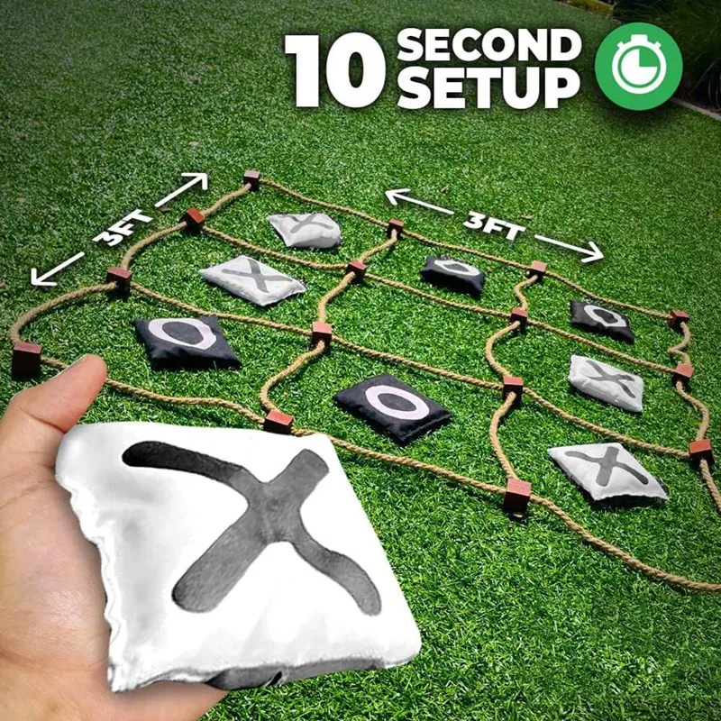 Giant Tic -Tac -Toe Outdoor Game Instant Setup, No Assembly Bean-Bag Toss Games Set,Giant -Yard Games For Adults 3