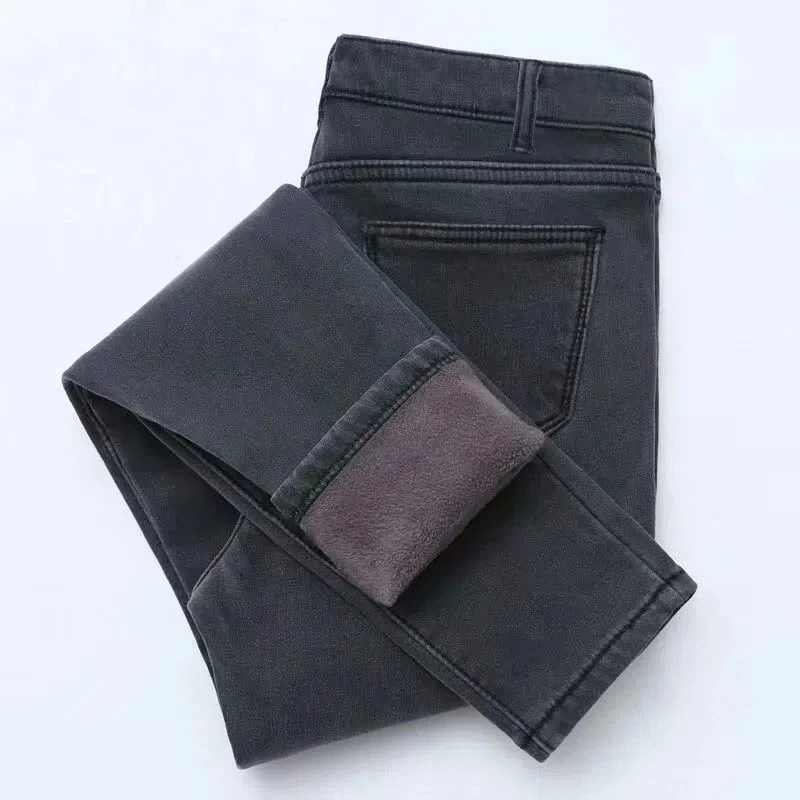 

Velvet Warm Skinny Denim Jeans Women 2023 Autumn Winter Plus Fashion High Waist Skinny Pencil Pants Simple Basic Trousers Pants