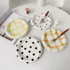 European-style White Ink Ceramic Plate Tableware Main Course Kitchenware Household Western-style Round Plate Decorative Plate 1