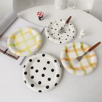 European-style White Ink Ceramic Plate Tableware Main Course Kitchenware Household Western-style Round Plate Decorative Plate 1