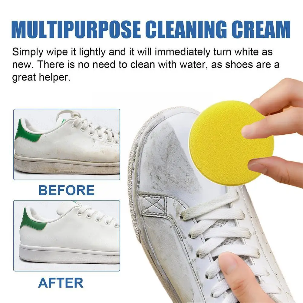 

100g Multi-functional White Shoes Cleaning Cream With Maintenance Stains Remover Sponge Wipe Sports Cleansing Of Shoes Z7S9