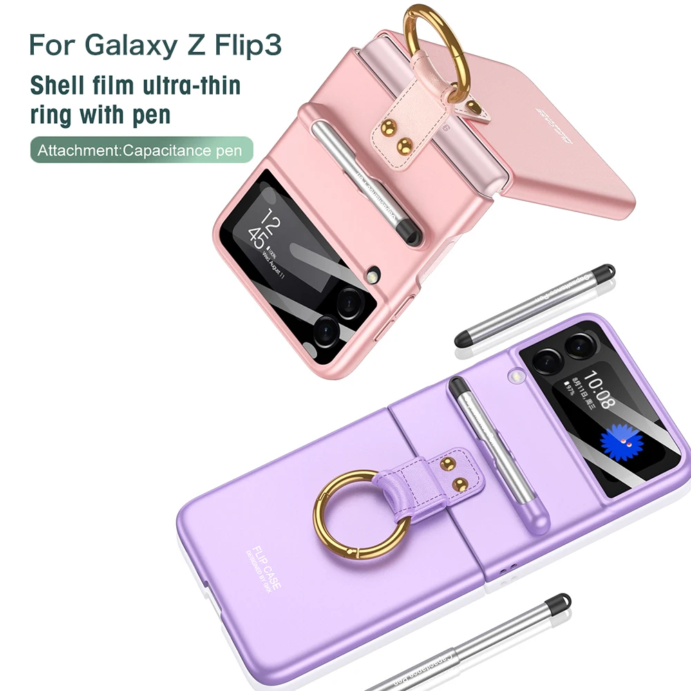 samsung galaxy z flip 3 5g case Case With Capacitance Pen for Samsung Galaxy Z Flip 3 Flip3 5G 2022 Case with Pen Slot Camera Lens Glass Full Protection Fundas case for samsung z flip 3