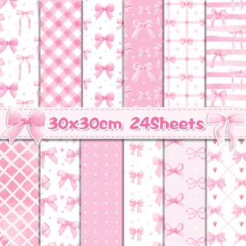 24 pezzi 30 * 30 cm rosa bowknot scrapbook carta artigianale carta artigianale fai da te arte sfondo carta origami creazione di carte album di foto decorazione