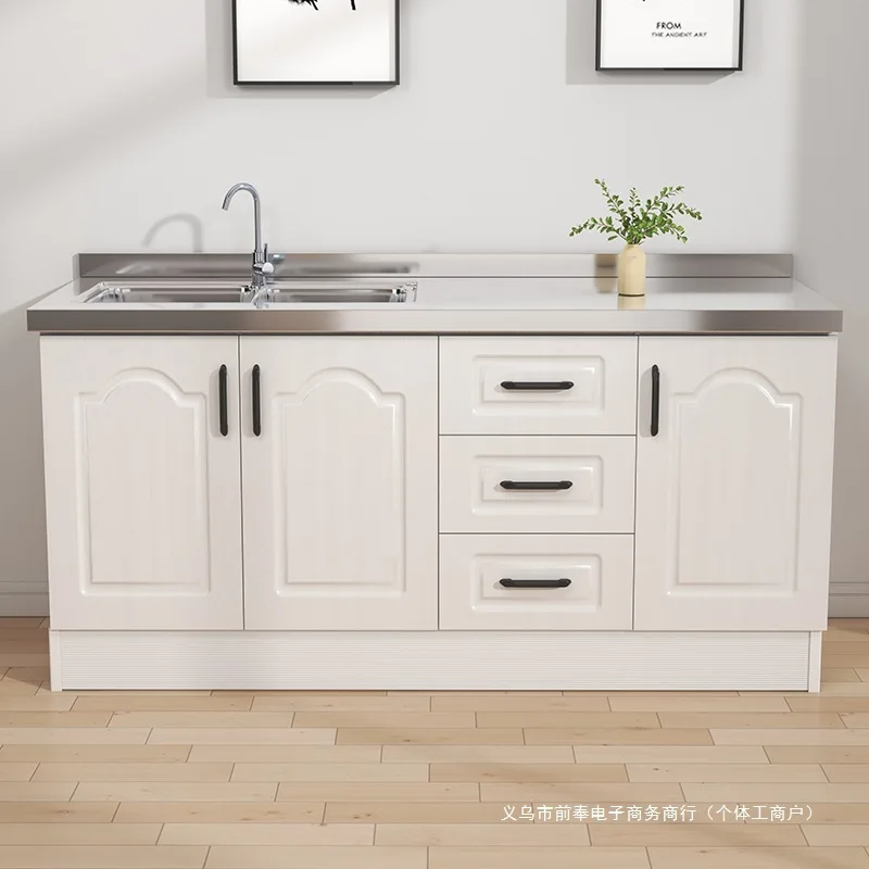 ตู้ครัวในครัวเรือนเรียบง่ายสแตนเลสตู้เตาตู้ครัวแบบบูรณาการประหยัดตู้เก็บของSi 1