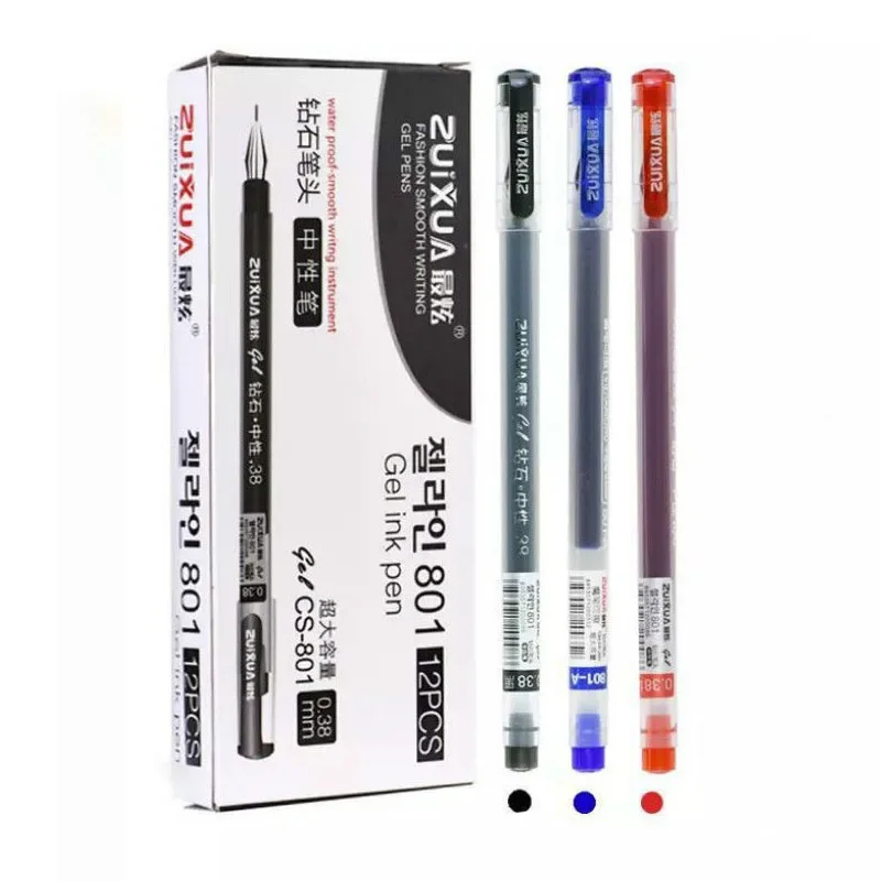 Gel Pens 6 Pcs/Set 0.38mm Large-capacity Ink Diamond Tip Refill Exam Signing Writing School Office Supplies