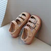 Girls Half Sandals 2024 Spring Summer Fashion New Kids Summer Shoes Leather with Metal Buckles Cut-outs Breathable Popular Soft 5