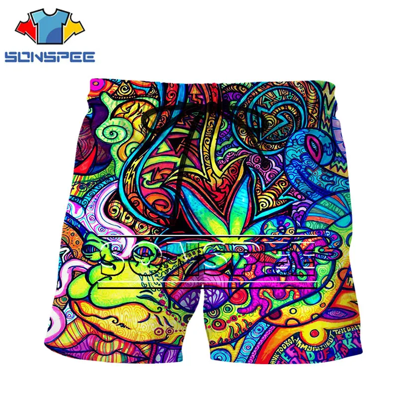 3D Print Psychedelic Three-dimensional Graphic Hipster Casual Abstract Funny Graffiti Shorts Harajuku Fashion Loose Beach Shorts