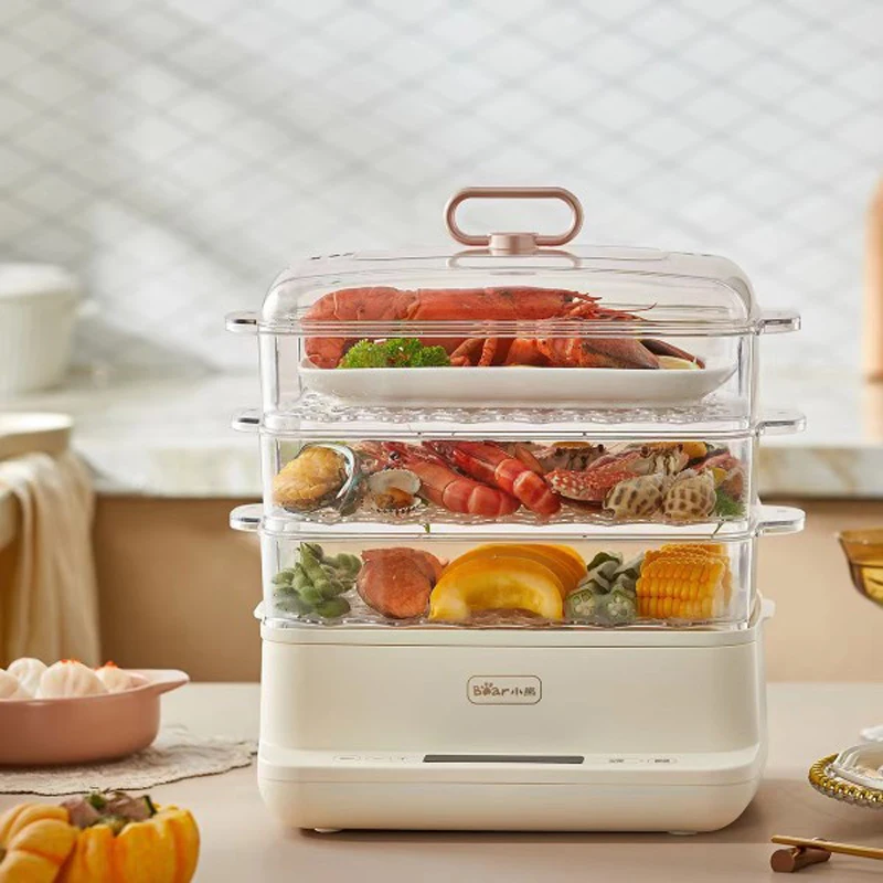 Bear 12L Electric Food Steamer Meal Warmer Multifunctional Snake Cooking Heater Pot Steamed Bun Seafood Steam Cooker Egg Poacher